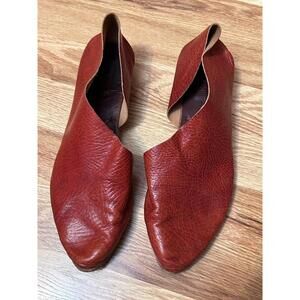 Sevilla Smith Sandy Burnt Red Leather Handlasyed Flats Women’s 39